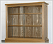 Elm bookcase with glass sliding doors